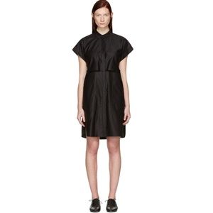 rag and bone silk shirt dress Rag & Bone Shirt Dress Shift Black Sleeveless Pleated Silk Button Down XS A line